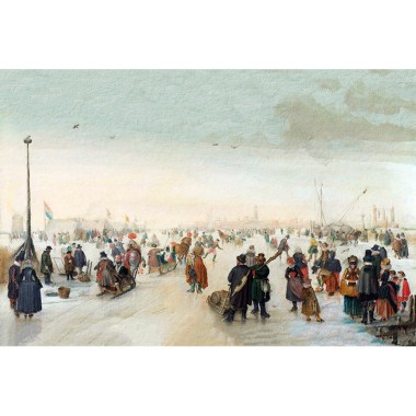   IJsvermaak bij een stad - Hendrick Avercamp